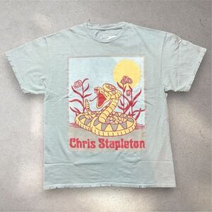 Chris Stapleton Rattlesnake Graphic T-Shirt Soft Blue Distressed Mens Medium NEW